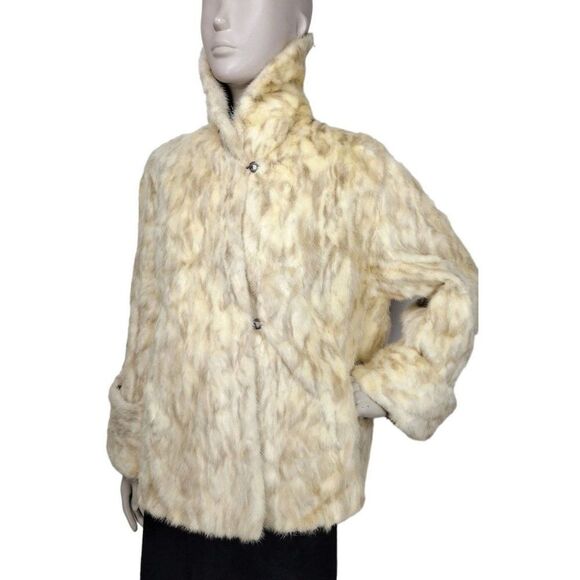 Antique 1920's/30's Sagarsky's Beige Rabbit Fur Cuffed Wide Sleeve Mob Wife Coat - Picture 4 of 12